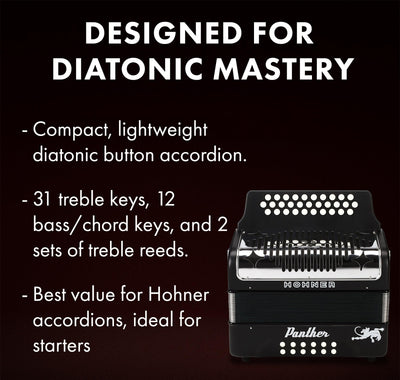 Hohner Panther Diatonic Accordion - Keys G/C/F w/ Hard Case