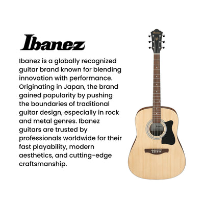 Ibanez IJV50 JamPack Dreadnought Acoustic Guitar Pack - Open Pore Natural w/ Gig Bag