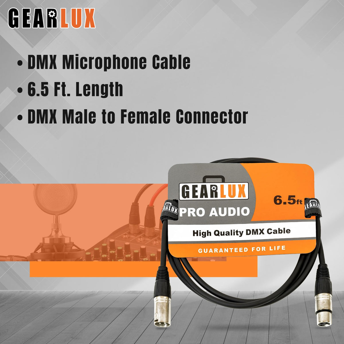 Gearlux 6.5-Foot 3-Pin Male-to-Female DMX Cable - 5 Pack
