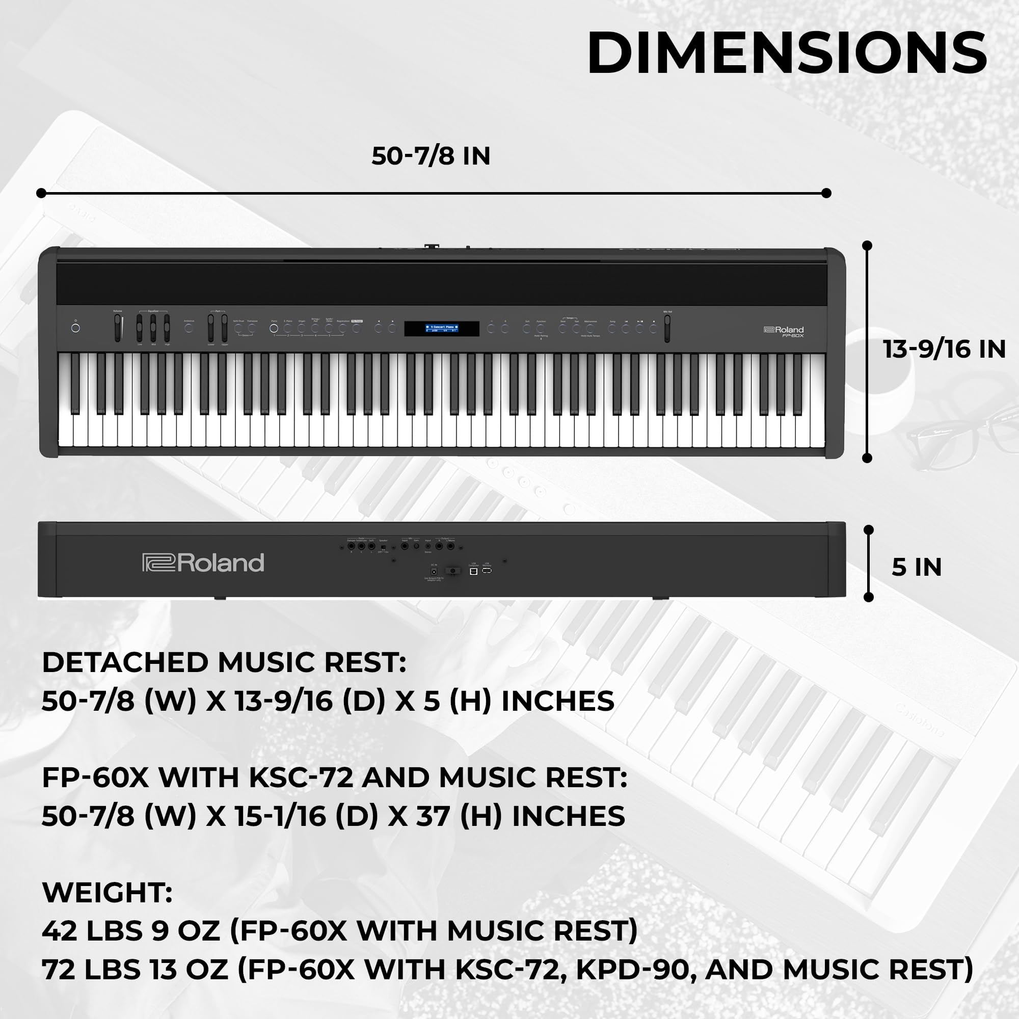 Roland FP-60X Digital Piano - Black w/ Roland KSC-72 Stand