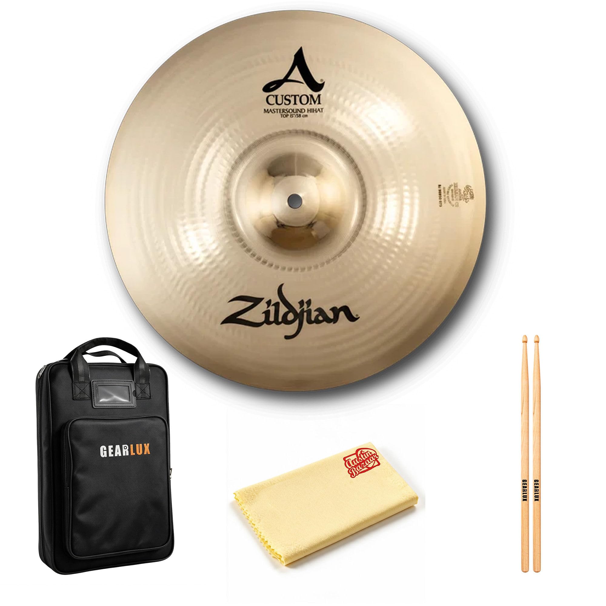 Zildjian A20553 15" A Custom Mastersound Hi-Hat Cymbals Pair w/ Drumstick Bag