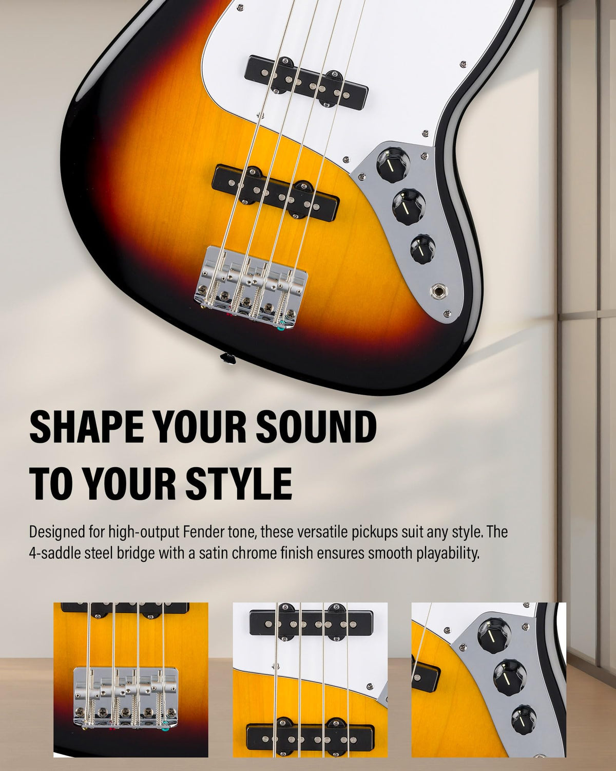 Fender Standard Jazz Bass - 3-Color Sunburst w/ Guitar Cleaning Kit