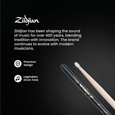 Zildjian 5A Nylon Black DIP Drumsticks - 12 Pack