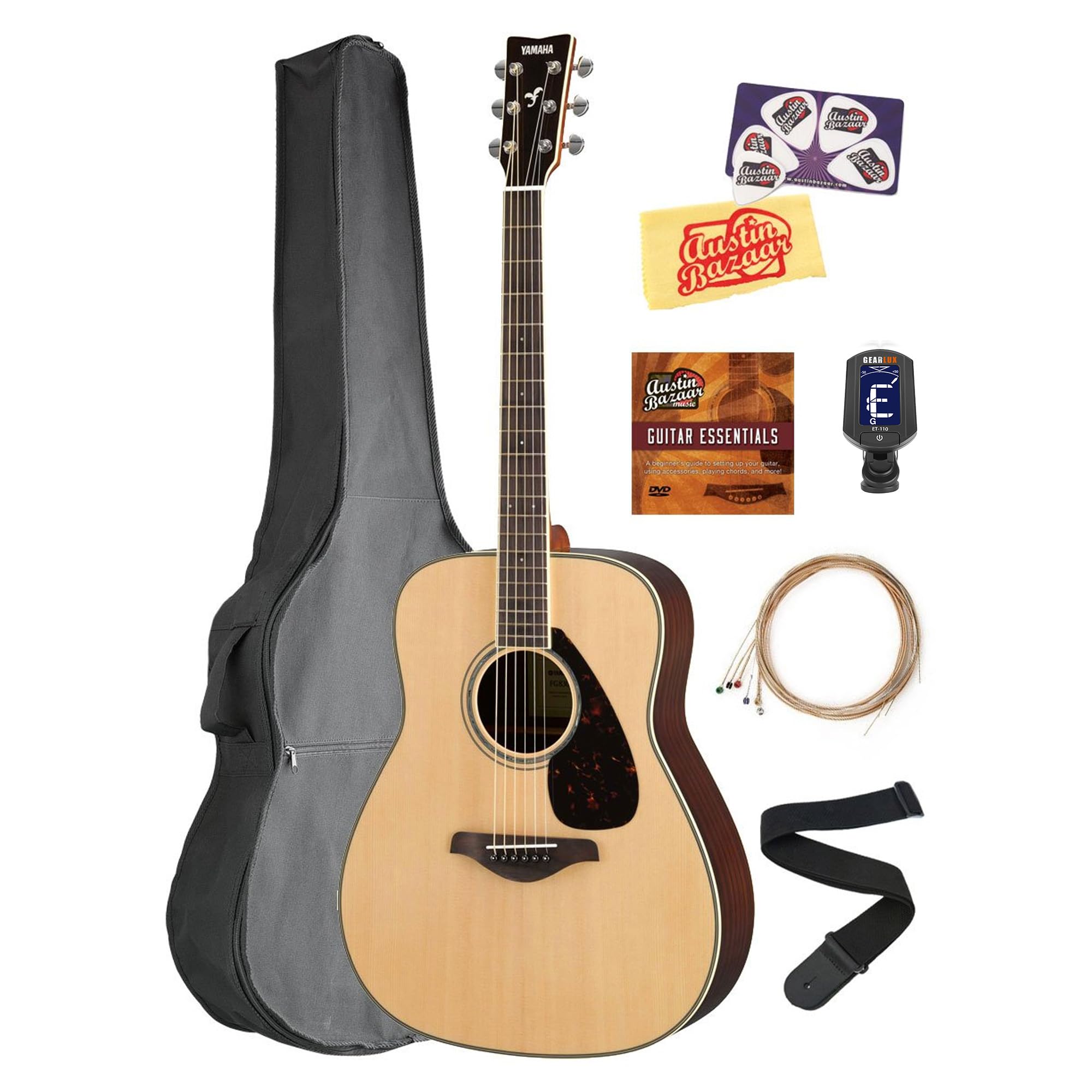 Yamaha FG830 Solid Top Folk Acoustic Guitar - Natural w/ Gig Bag