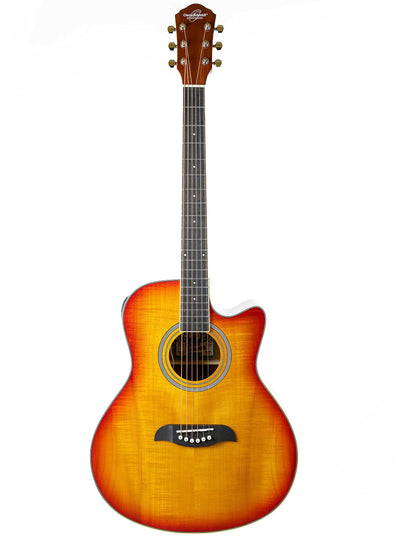 Oscar Schmidt OA10CE Mini Auditorium Acoustic-Electric Guitar - Spalted Maple w/ Cable