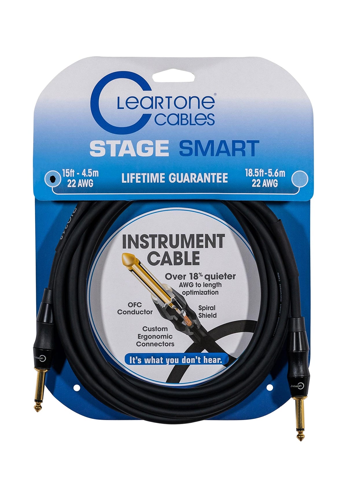 Cleartone 15-Foot Stage Smart Instrument Cable, Straight-Straight, 22 AWG - 3 Pack