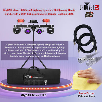 Chauvet GigBAR Move + ILS 5-in-1 Lighting System w/ DMX Cables