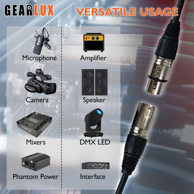 Gearlux 25-Foot 3-Pin Male-to-Female DMX Cable - 4 Pack
