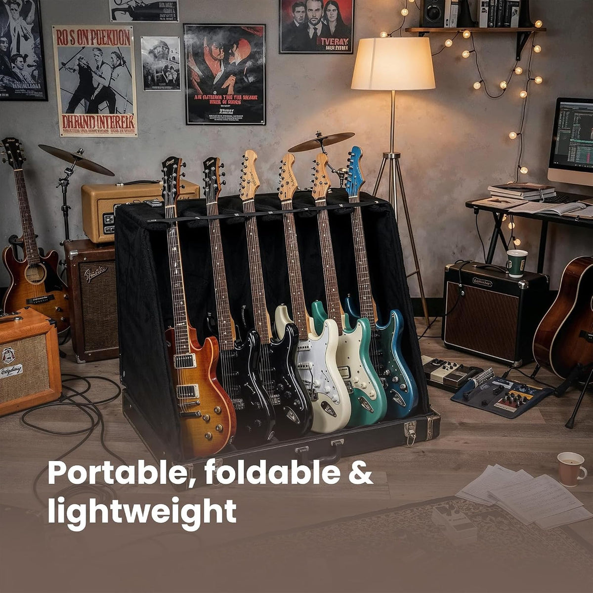 Gearlux Universal Guitar Stand Case for 6 Electric or 3 Acoustic Guitars