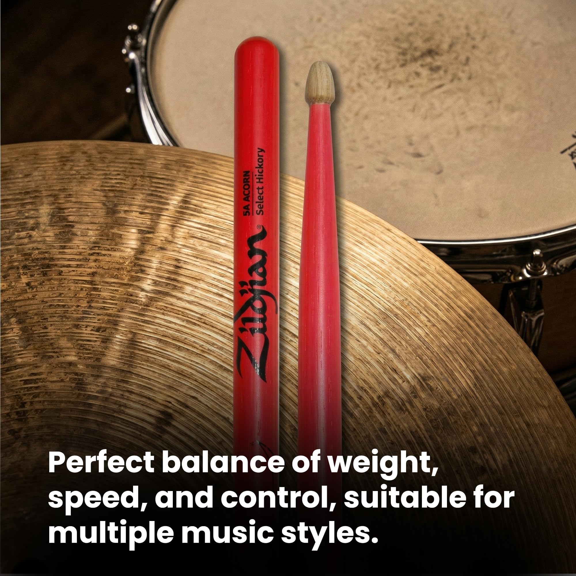 Zildjian 5A Acorn Neon Pink Drumsticks - 12 Pack