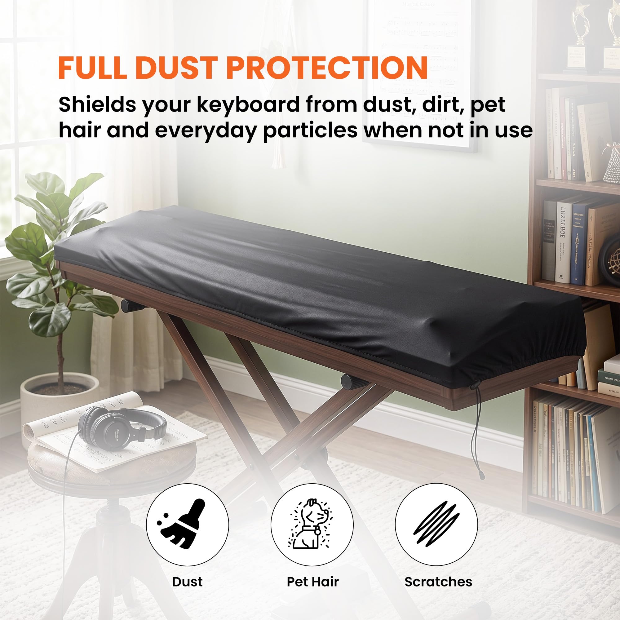 Gearlux Stretchy Keyboard Dust Cover for 88-Key Digital Pianos (60 x 22 x 8 Inches)