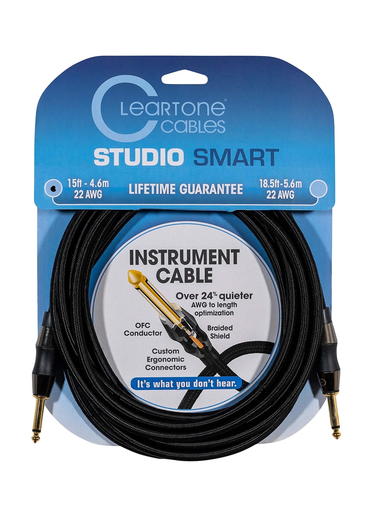 Cleartone 15-Foot Studio Smart Instrument Cable, Straight-Straight, 22 AWG - 2 Pack