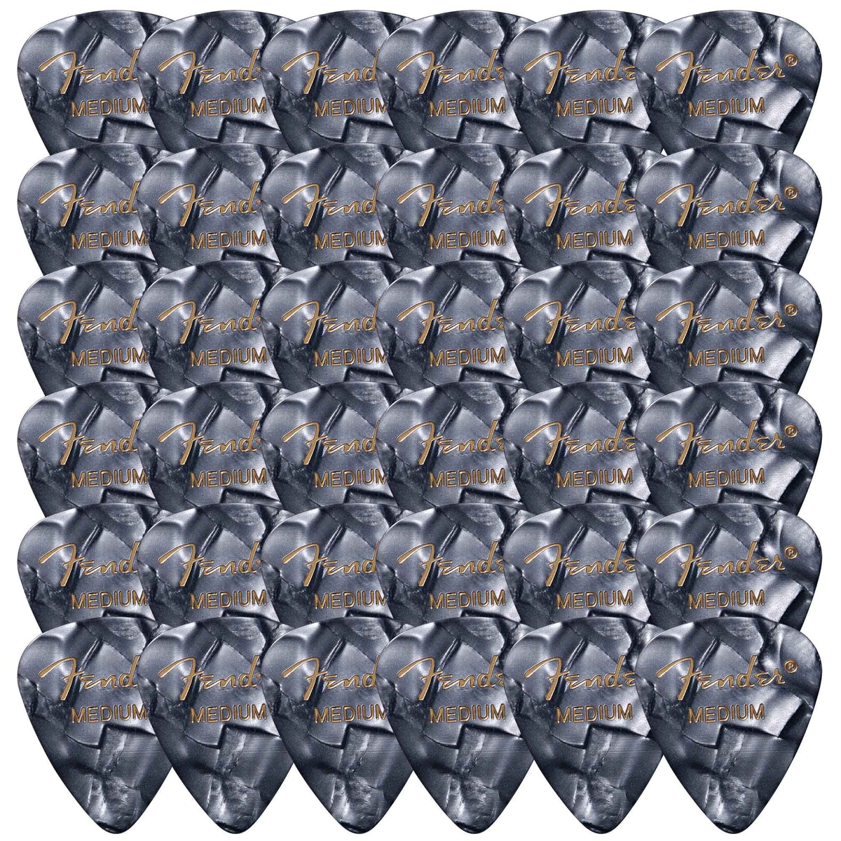 Fender Premium Celluloid 351 Shape Picks, Medium, Black Moto - 36 Pack