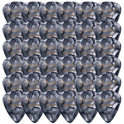 Fender Premium Celluloid 351 Shape Picks, Medium, Black Moto - 36 Pack