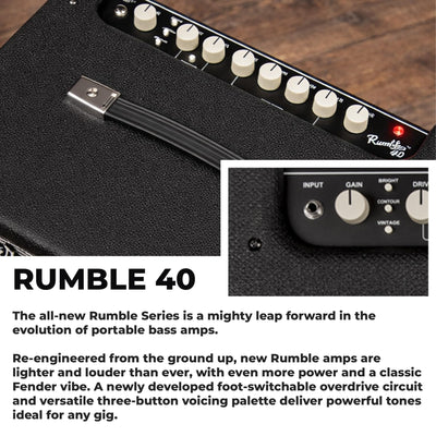 Fender Rumble 40 Bass Combo Amplifier w/ Instrument Cable