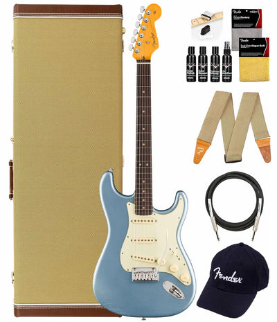 Fender American Ultra Luxe Vintage '60s Stratocaster - Ice Blue Metallic w/ Guitar Cleaning Kit