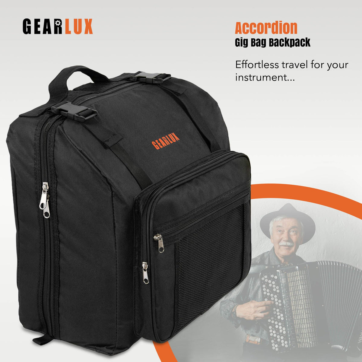 Gearlux ACB-320 Accordion Backpack Gig Bag - Black