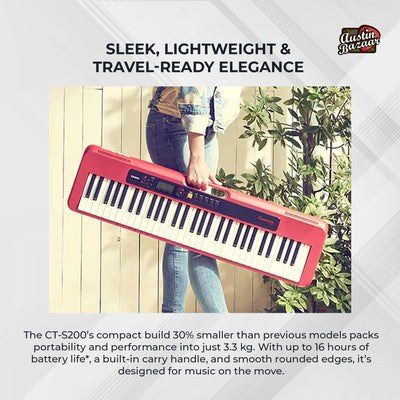 Casio CT-S200 Casiotone 61-Key Keyboard - Black w/ Adjustable Stand