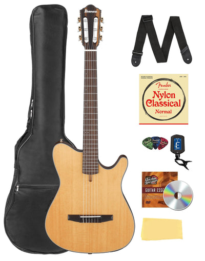 Ibanez FRH10N FRH Thinline Nylon String Acoustic-Electric Guitar - Natural Flat w/ Gig Bag