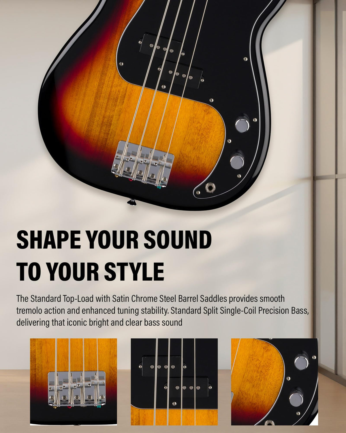Fender Standard Precision Bass - 3-Color Sunburst w/ Guitar Cleaning Kit