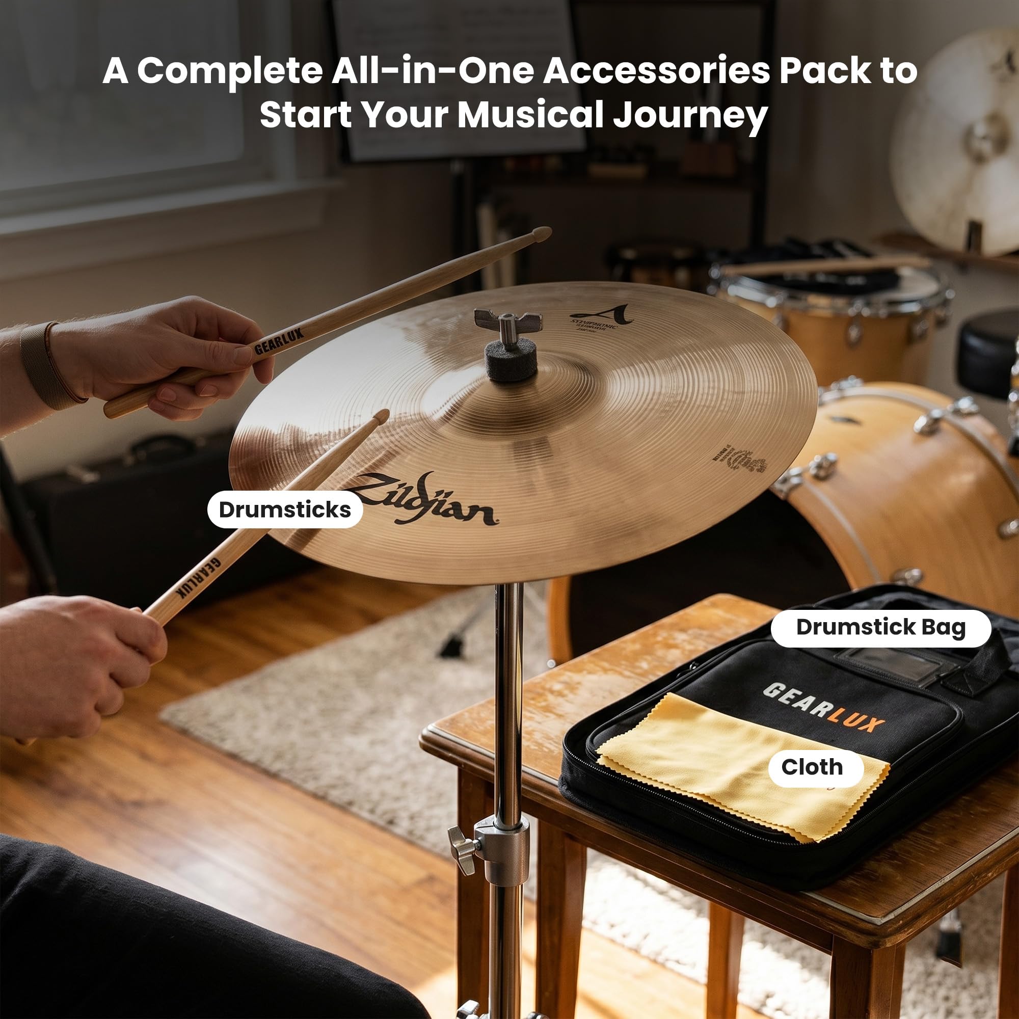 Zildjian A0449 20" A Symphonic Viennese Tone Cymbals - Pair w/ Drumstick Bag