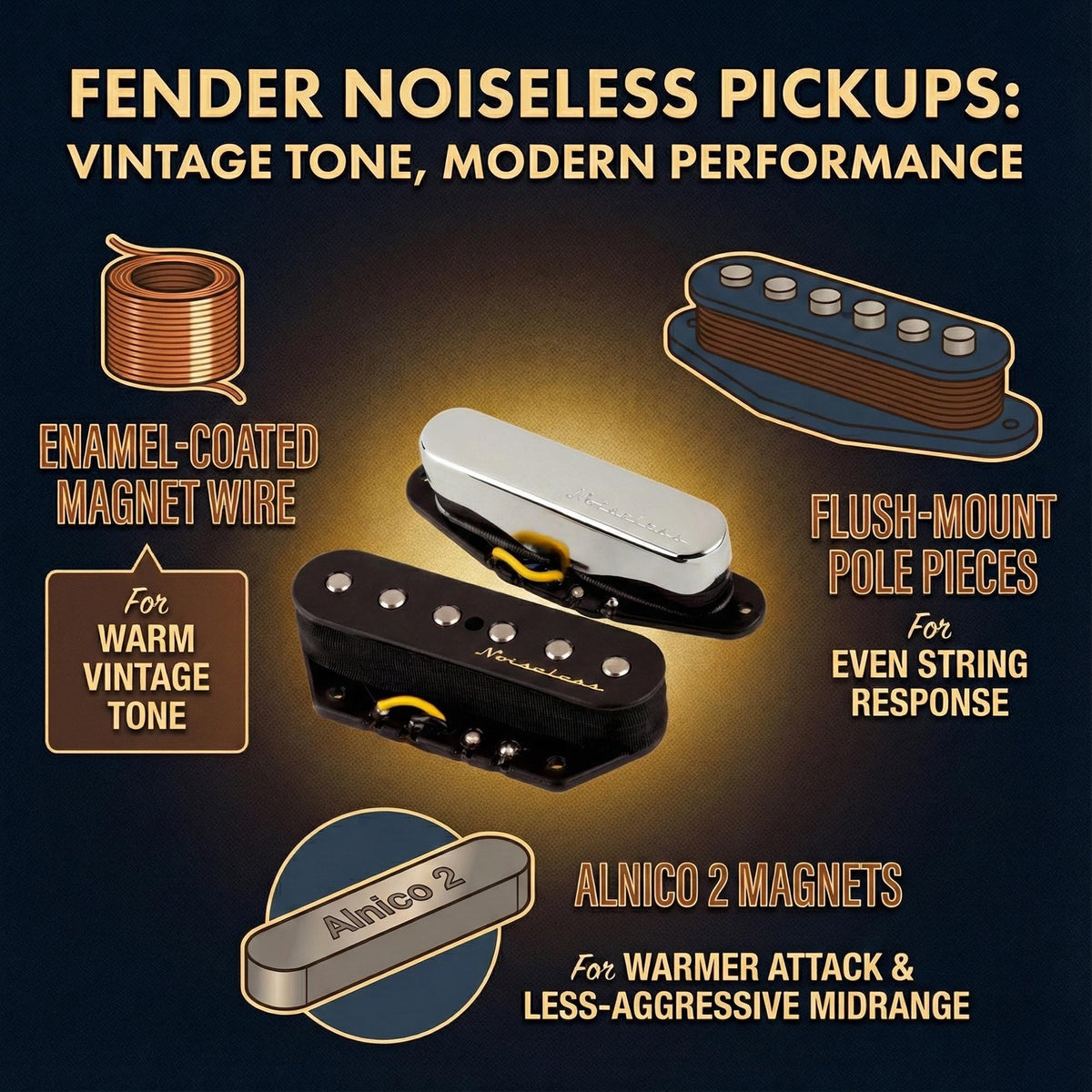 Fender Vintage Noiseless Telecaster Pickups w/ Picks