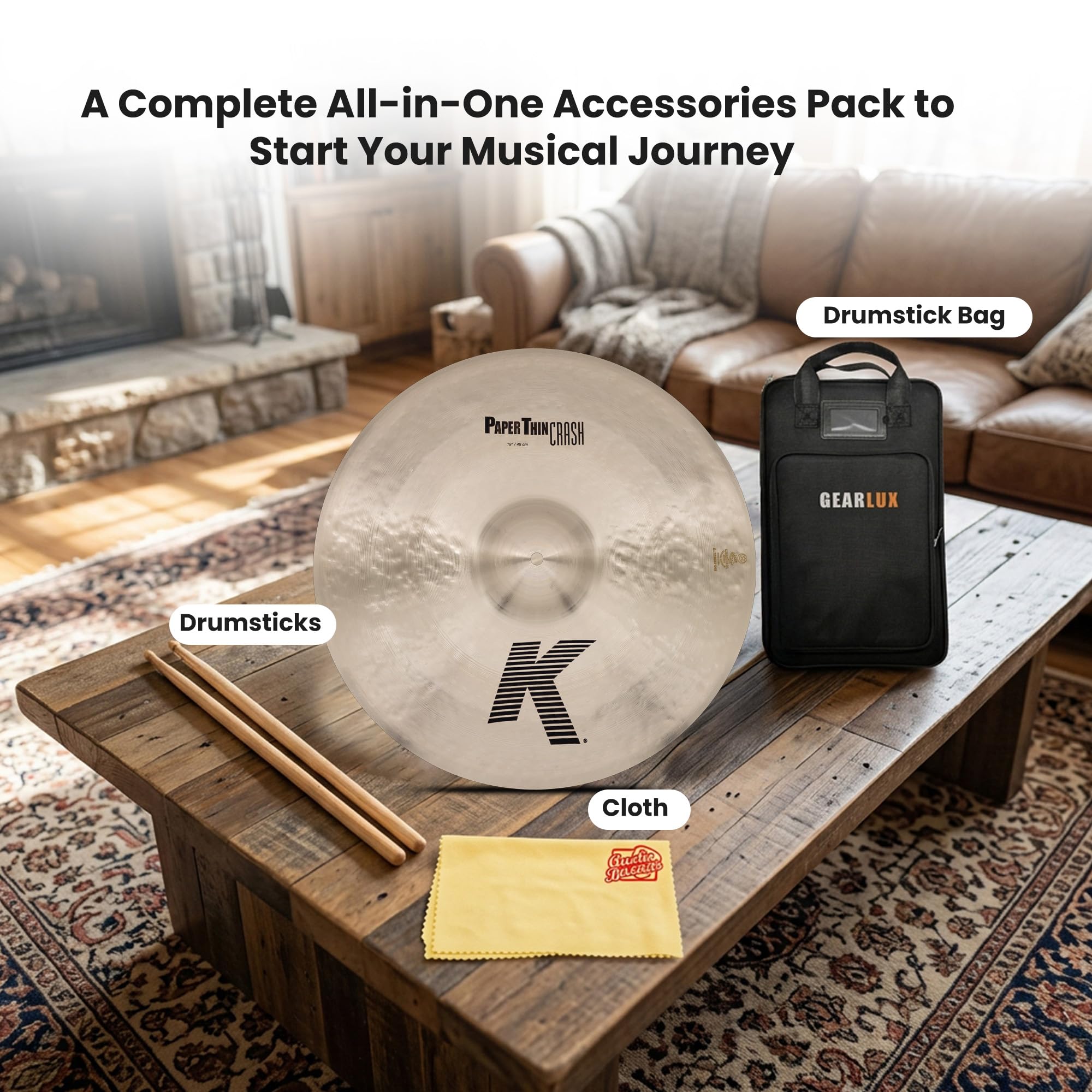 Zildjian K2819 19" K Paper Thin Crash Cymbal w/ Drumstick Bag