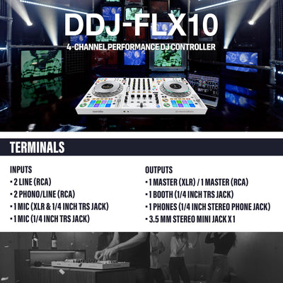 Pioneer DJ DDJ-FLX10 4-Channel Professional DJ Controller - White w/ Carrying Case
