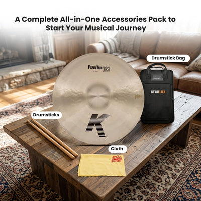 Zildjian K2818 18" K Paper Thin Crash Cymbal w/ Drumstick Bag