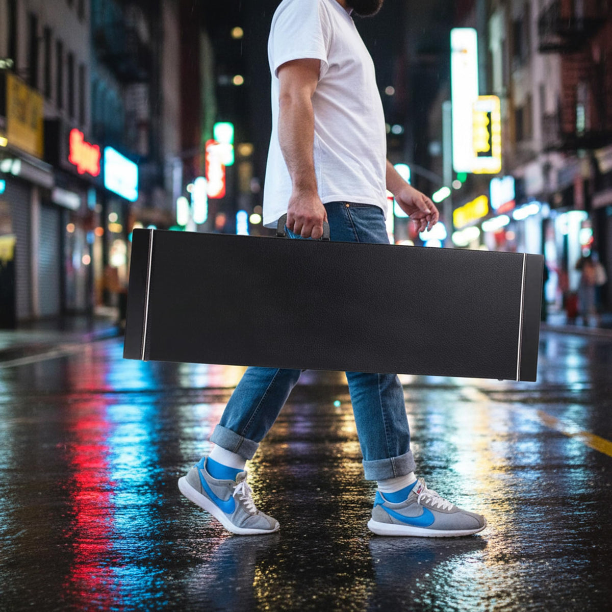Gearlux Rectangular Electric Guitar Wooden Hard Case - Black