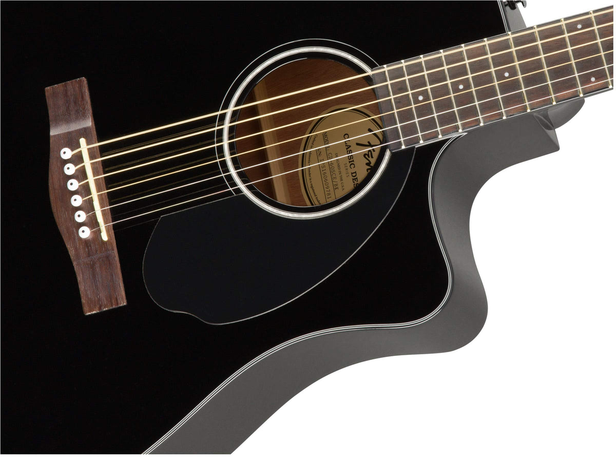 Fender CD-60SCE Solid Top Dreadnought Acoustic-Electric Guitar - Black w/ Gig Bag
