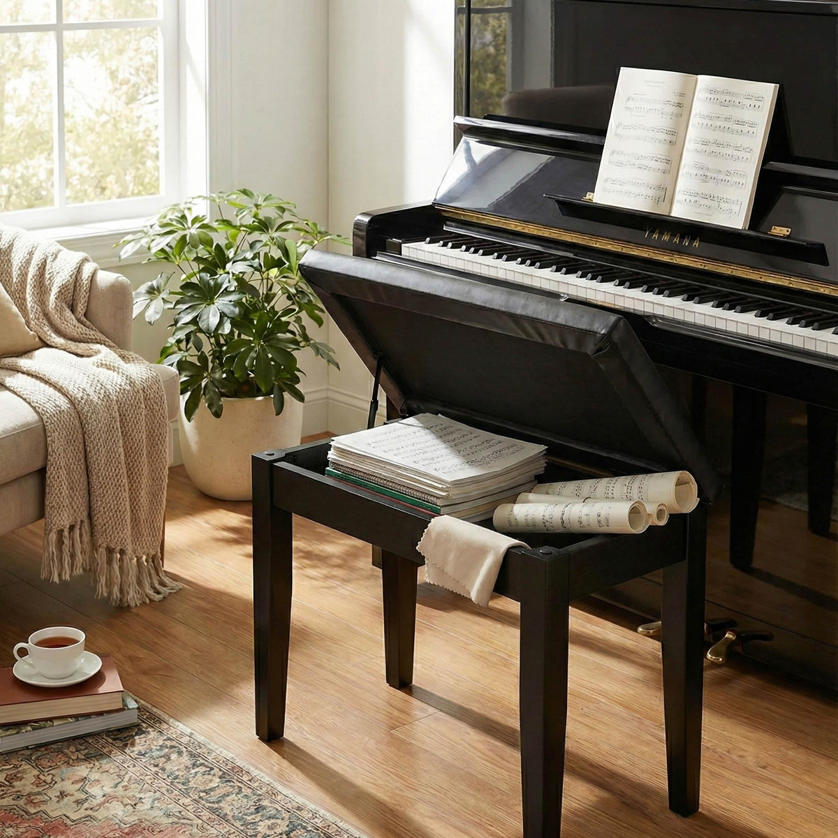 Roland PB1-BK Piano Bench with Storage Compartment w/ Sustain Pedal
