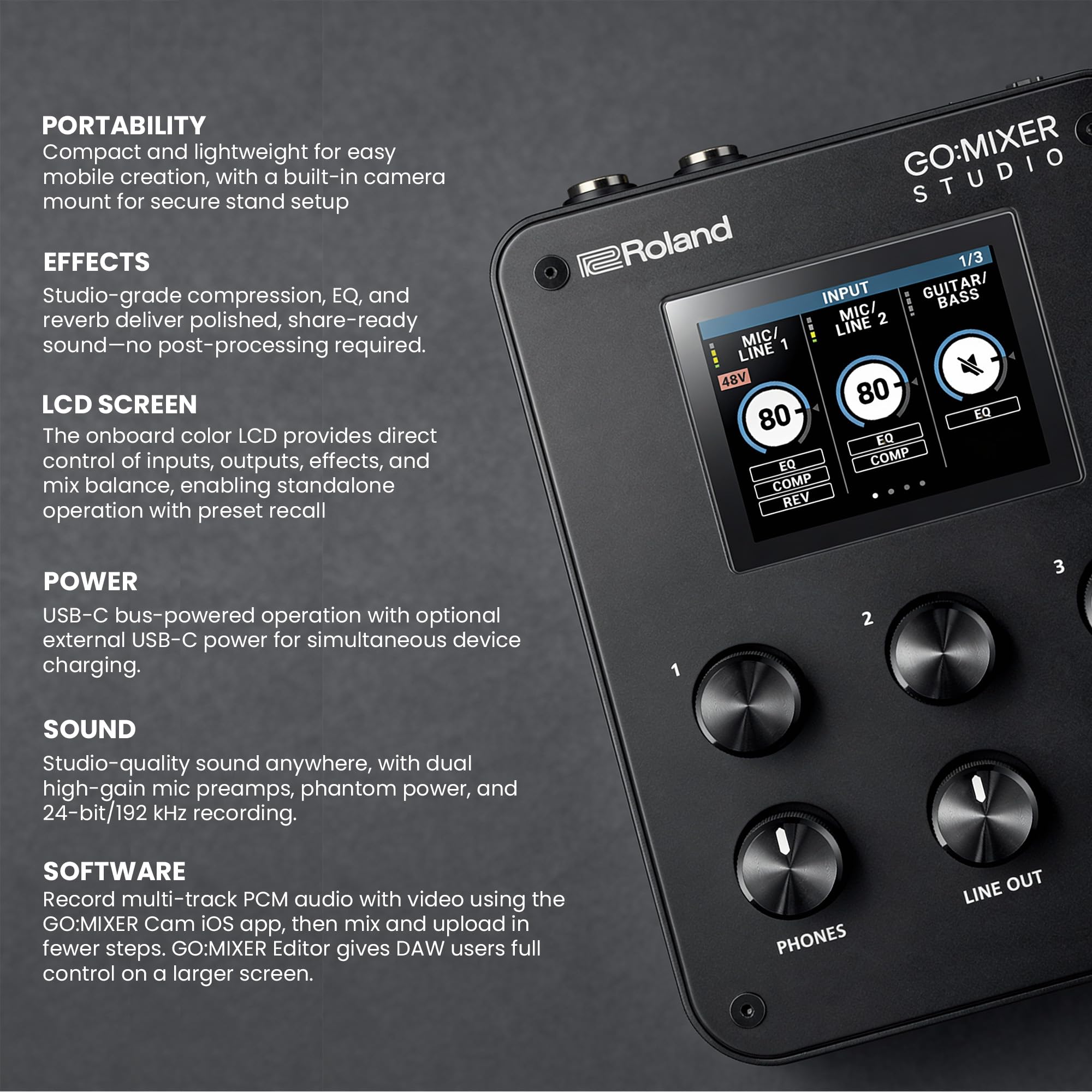Roland GO:MIXER STUDIO Audio Mixer Interface