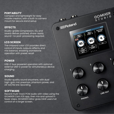 Roland GO:MIXER STUDIO Audio Mixer Interface