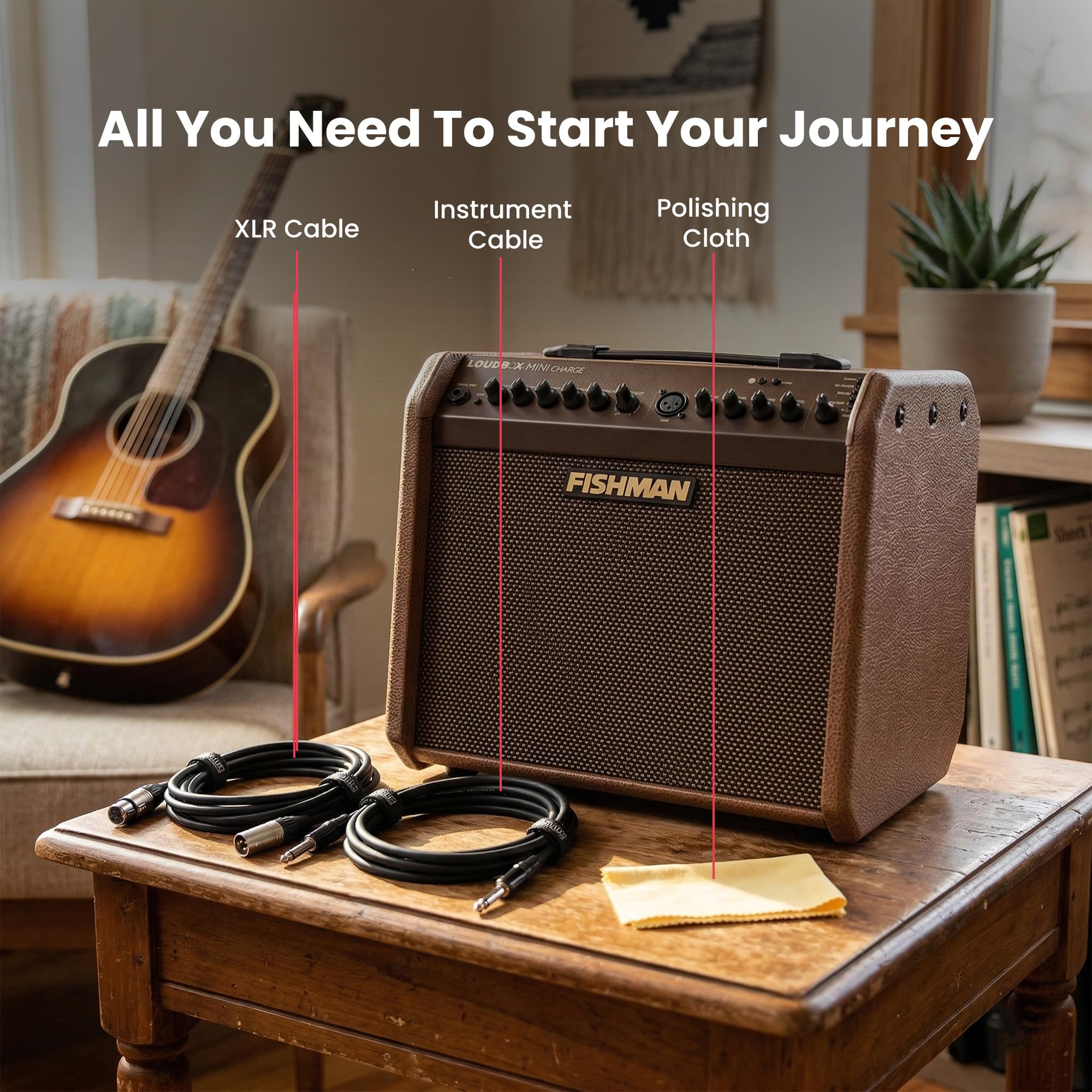 Fishman Loudbox Mini Charge Battery-Powered Acoustic Combo Amplifier w/ Cables
