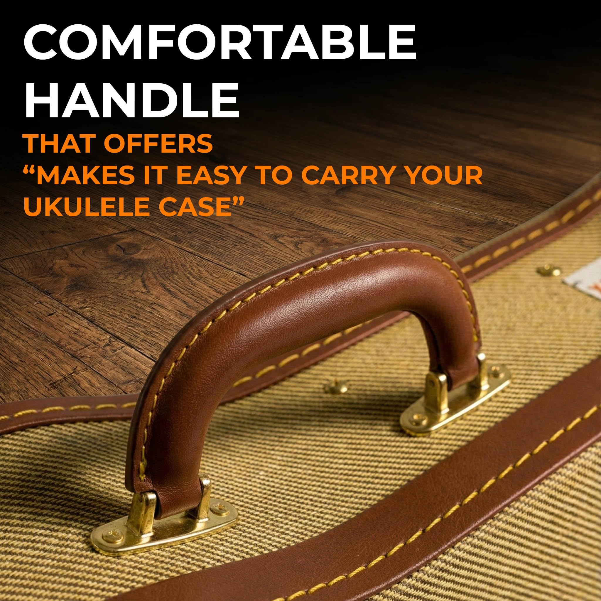 Gearlux Soprano Ukulele Hard Case - Gold Tweed (21-Inch Length)