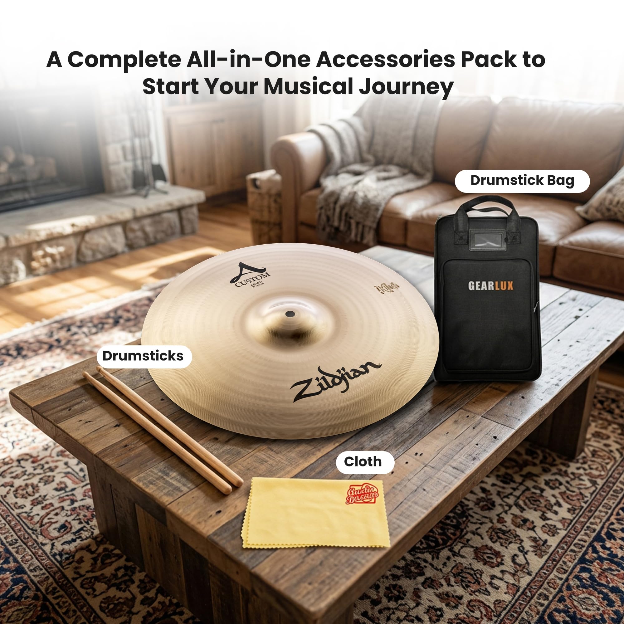 Zildjian A20514 16" A Custom Crash Cymbal w/ Drumstick Bag
