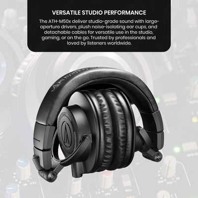Audio-Technica ATH-M50XENSO Wired Monitor Headphones - Black Limited Edition w/ Case