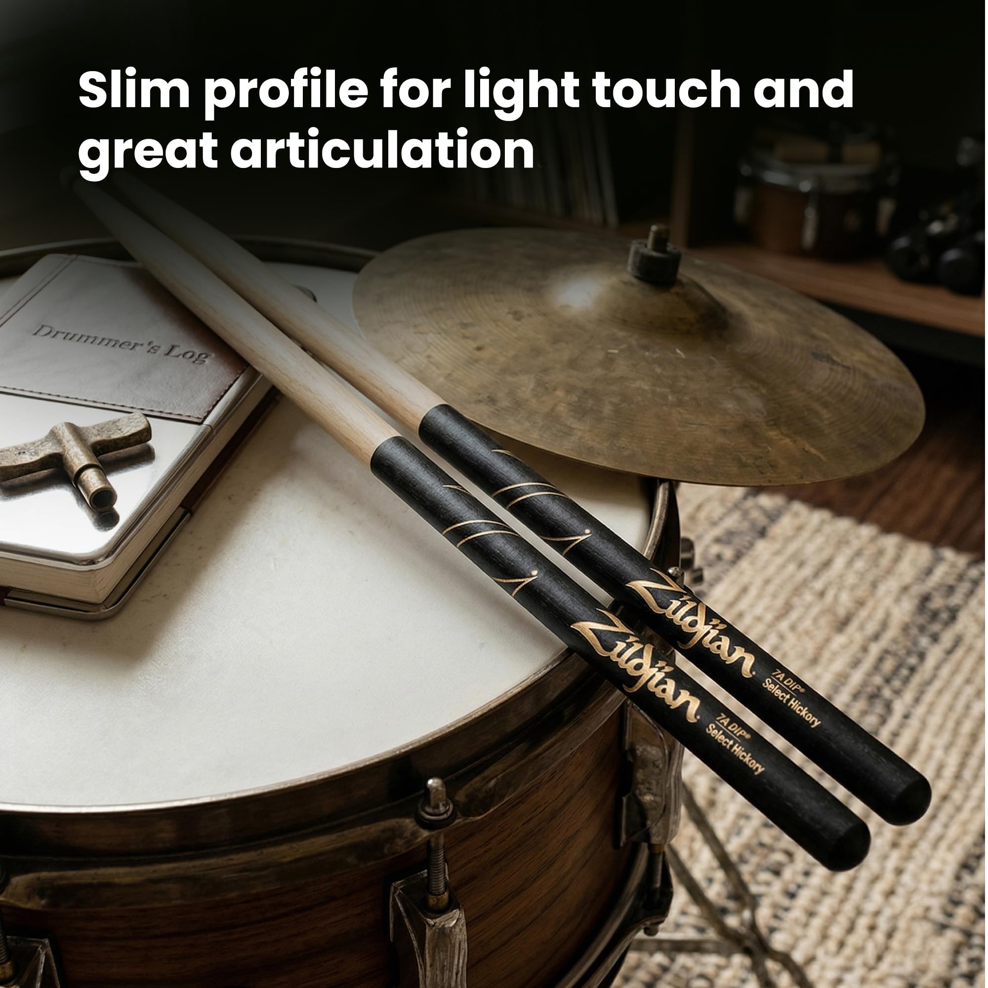 Zildjian 7A Black DIP Wood Tip Drumsticks - 12 Pack