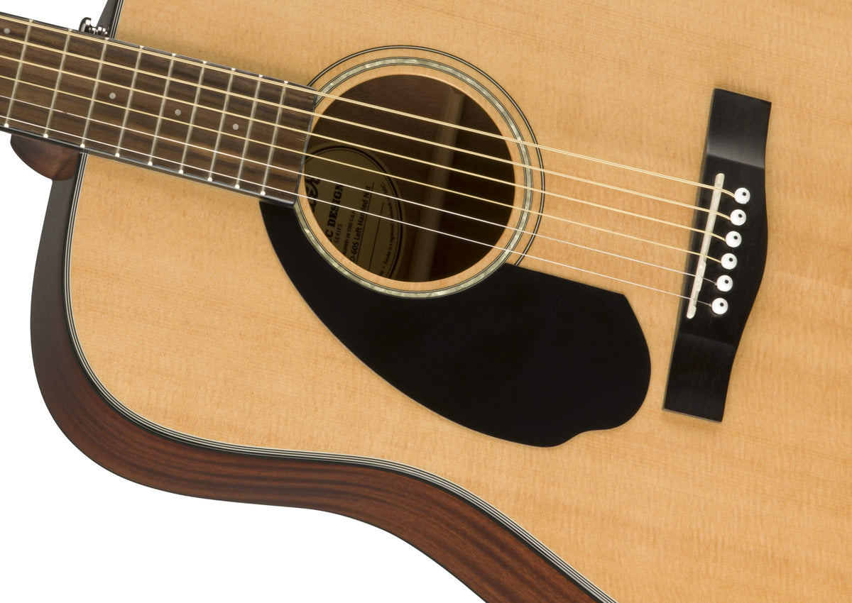 Fender CD-60S Solid Top Dreadnought Acoustic Guitar, Left Handed - Natural w/ Gig Bag