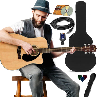 Fender CD-60SCE Solid Top Dreadnought Acoustic-Electric Guitar - Natural w/ Hard Case