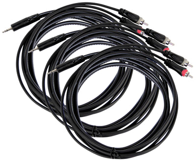 Gearlux 10-Foot TRS-to-Dual-RCA Stereo Breakout Cable - 3 Pack