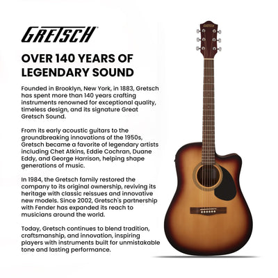 Gretsch Prelude D100CE Dreadnought Cutaway Acoustic-Electric Guitar - Sunburst w/ Gig Bag