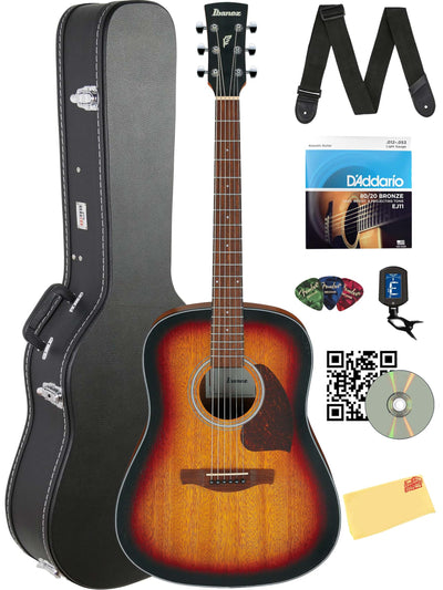 Ibanez PF54 PF Performance Dreadnought Acoustic Guitar - Open Pore Vintage Sunburst w/ Hard Case