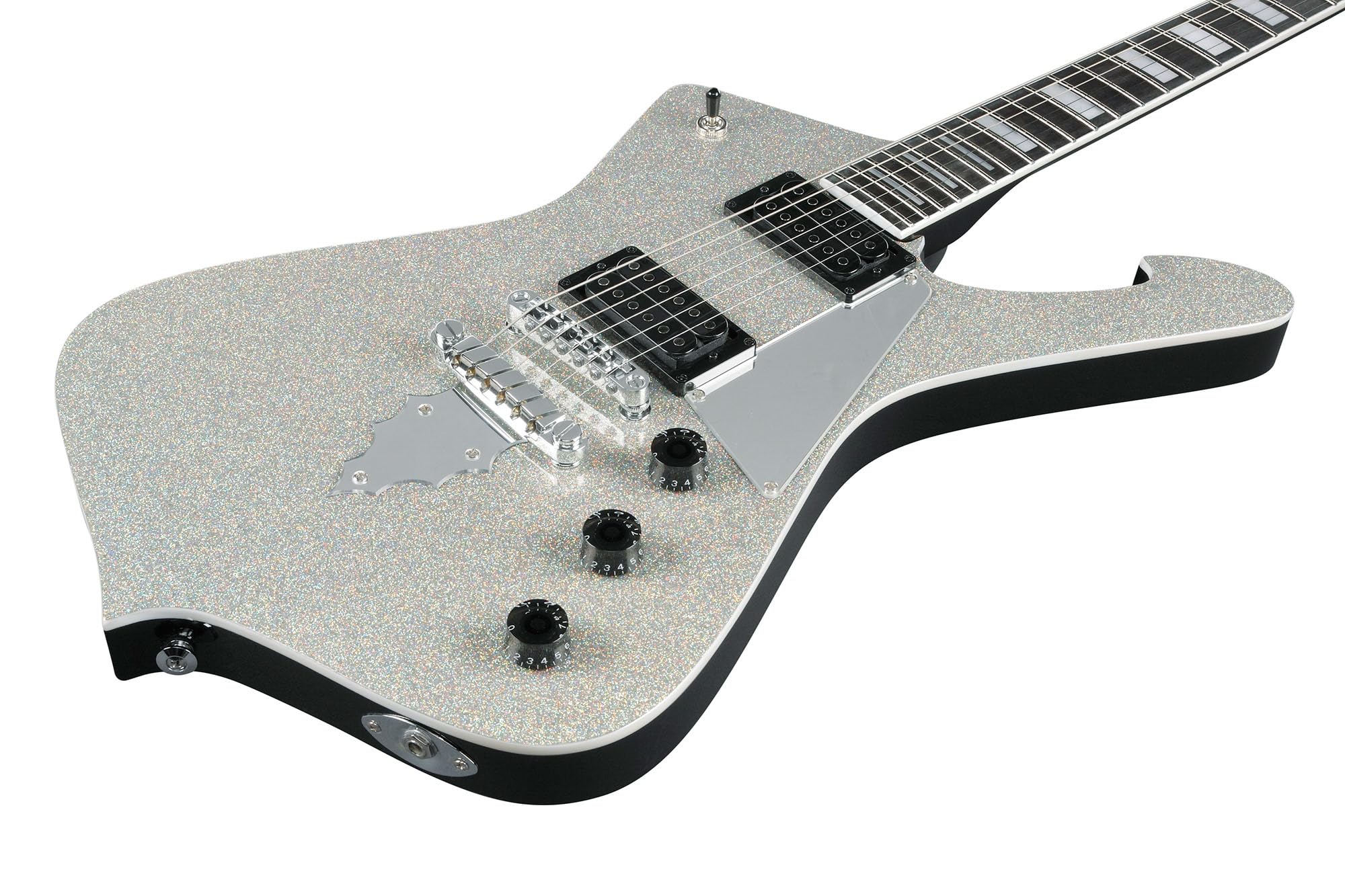 Ibanez PS60 Paul Stanley Electric Guitar - Silver Sparkle w/ Amplifier