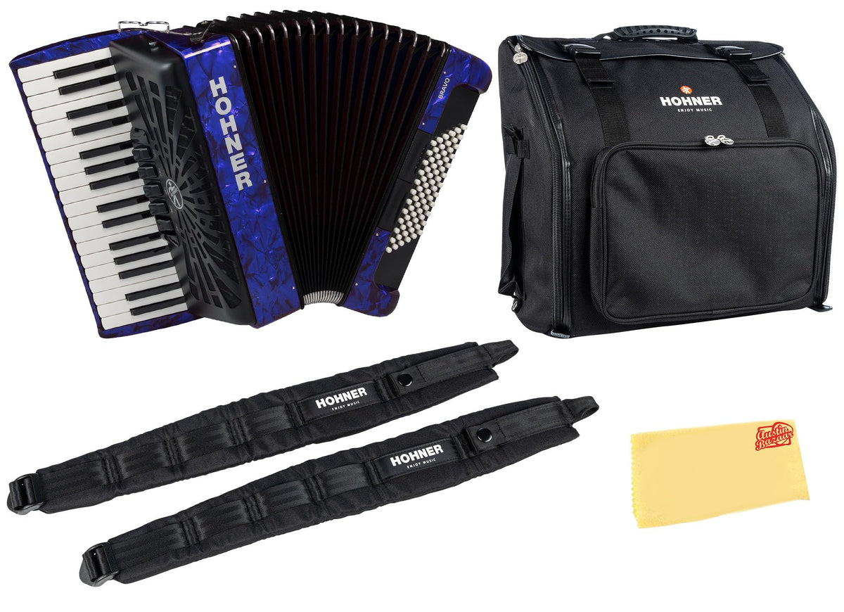 Hohner Bravo III 72 Chromatic Piano Key Accordion - Blue w/ Gig Bag