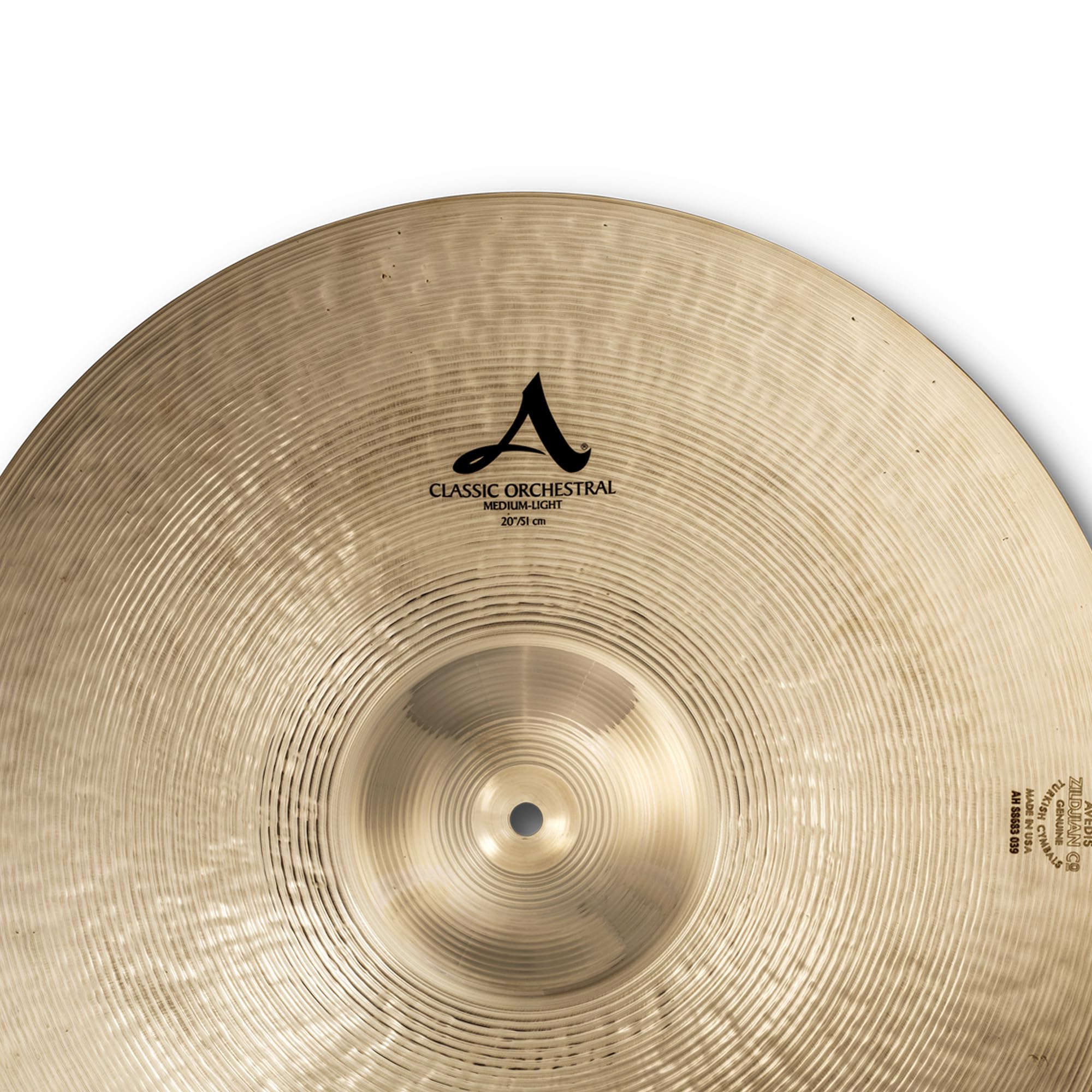 Zildjian A0766 20" A Classic Orchestral Cymbal, Medium Light - Single w/ Drumstick Bag