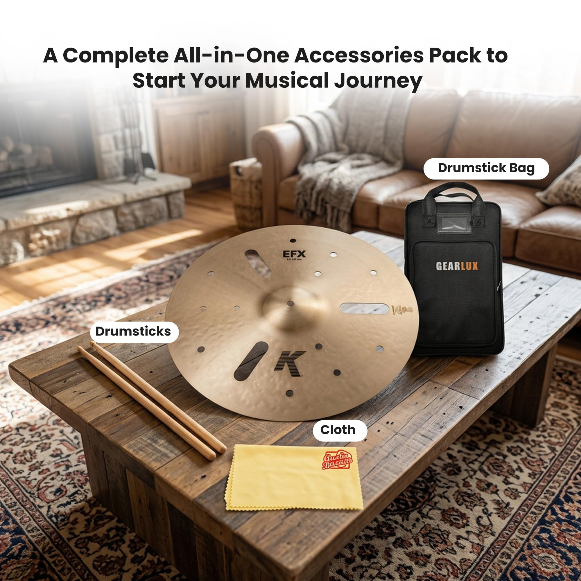 Zildjian K0888 18" K EFX Cymbal w/ Drumstick Bag