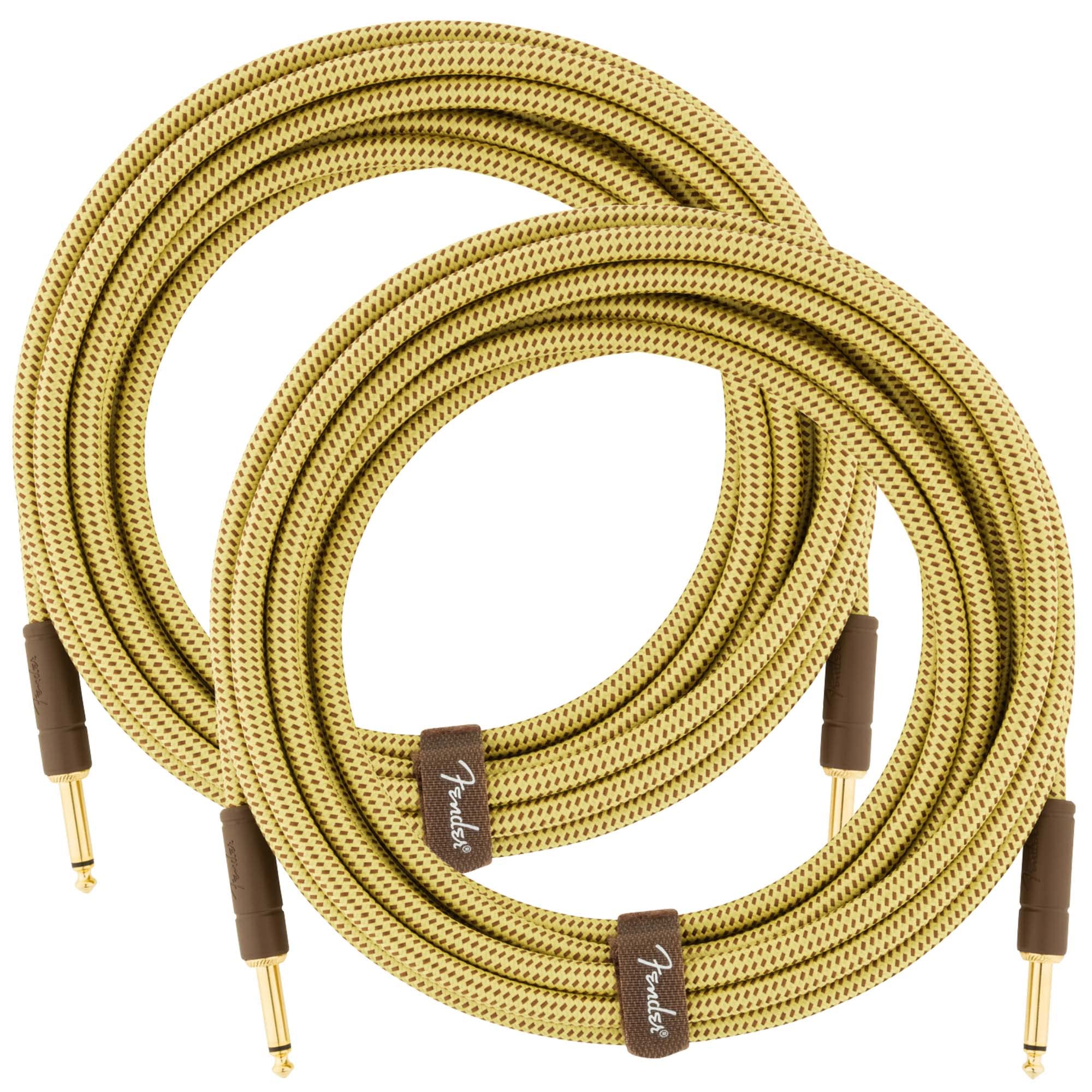 Fender 18.6-Foot Deluxe Instrument Cable, Straight-Straight, Tweed - 2 Pack