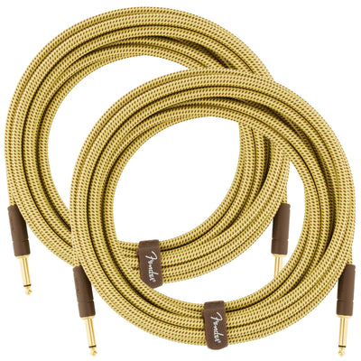 Fender 18.6-Foot Deluxe Instrument Cable, Straight-Straight, Tweed - 2 Pack